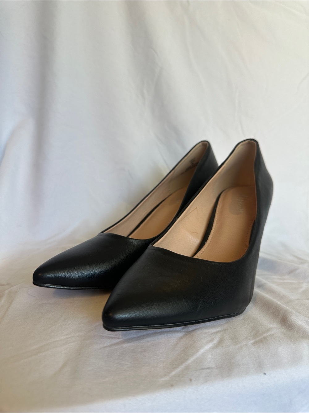 Xappeal Black Pointed-Toe Heeled Pumps